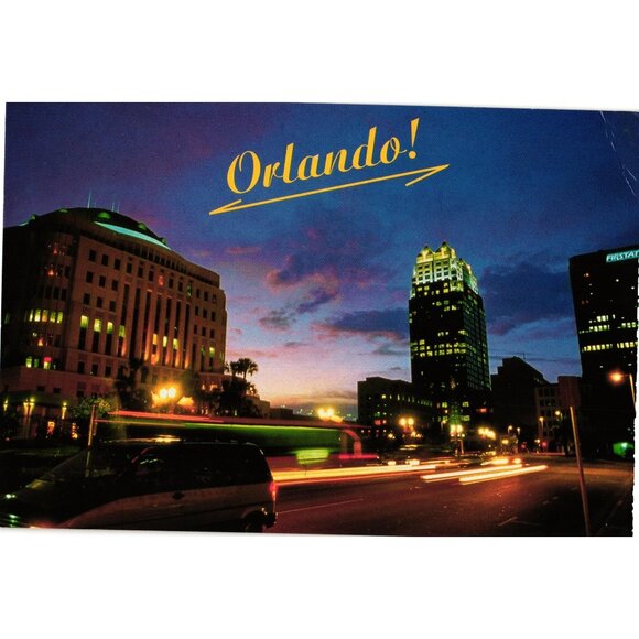 Orlando Florida Night Skyline Scenic Souvenir Postcard - Picture 1 of 2